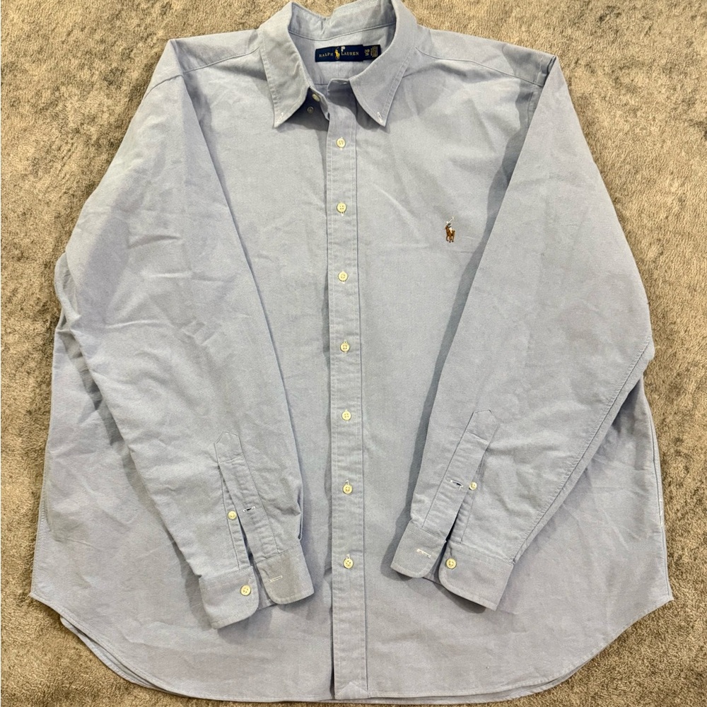 Ralph Lauren light blue cotton Oxford long-sleeve button-down shirt.Size 2XB NEW - Picture 5 of 13